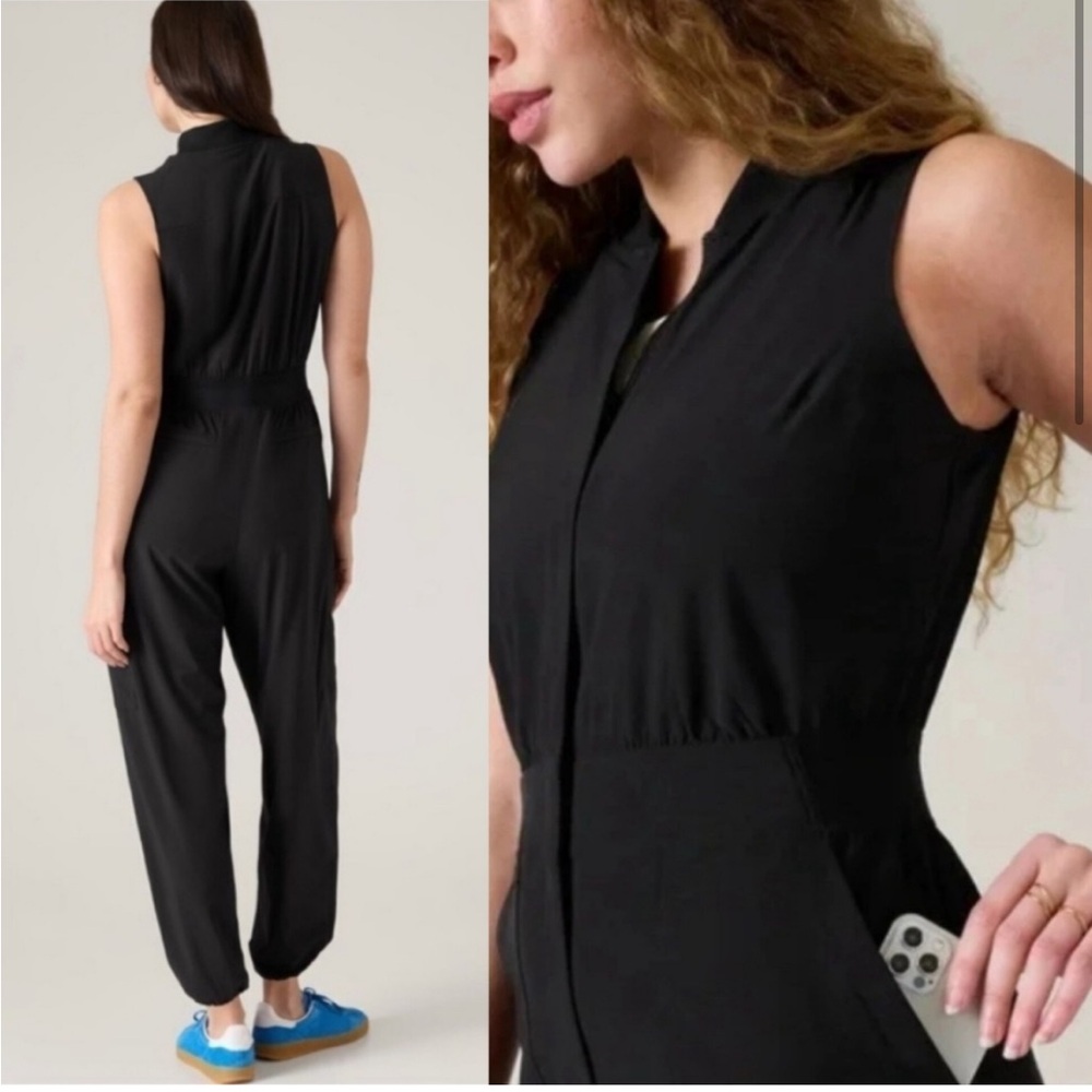 NWOT Athleta Brooklyn Utility Jumpsuit Black Women’s Wrinkle Resistant Travel